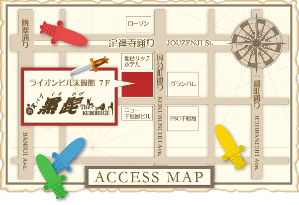 爆笑パブ The 黒髭 地図